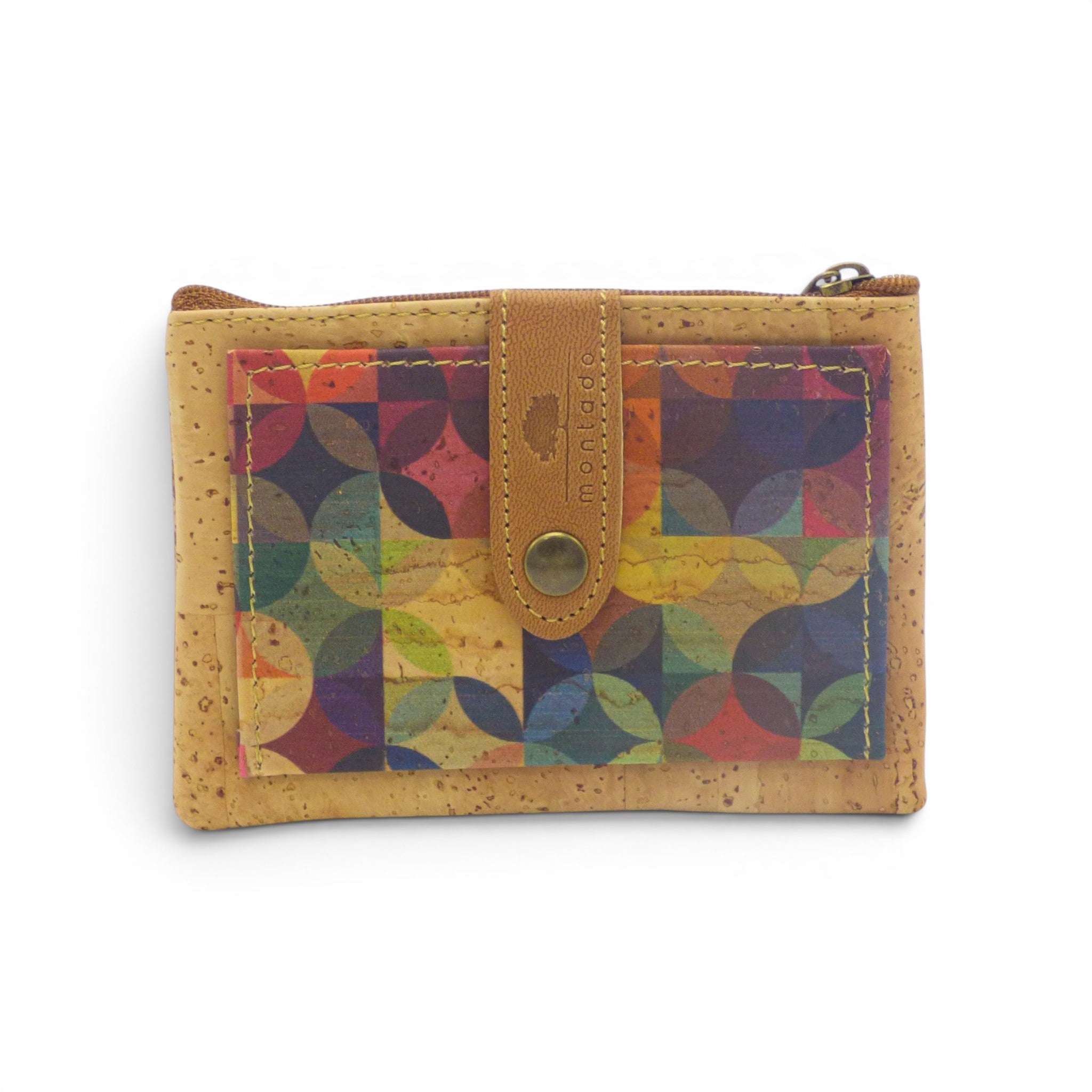 Porte-monnaie en liège motif azulejos multicolore, protection RFID