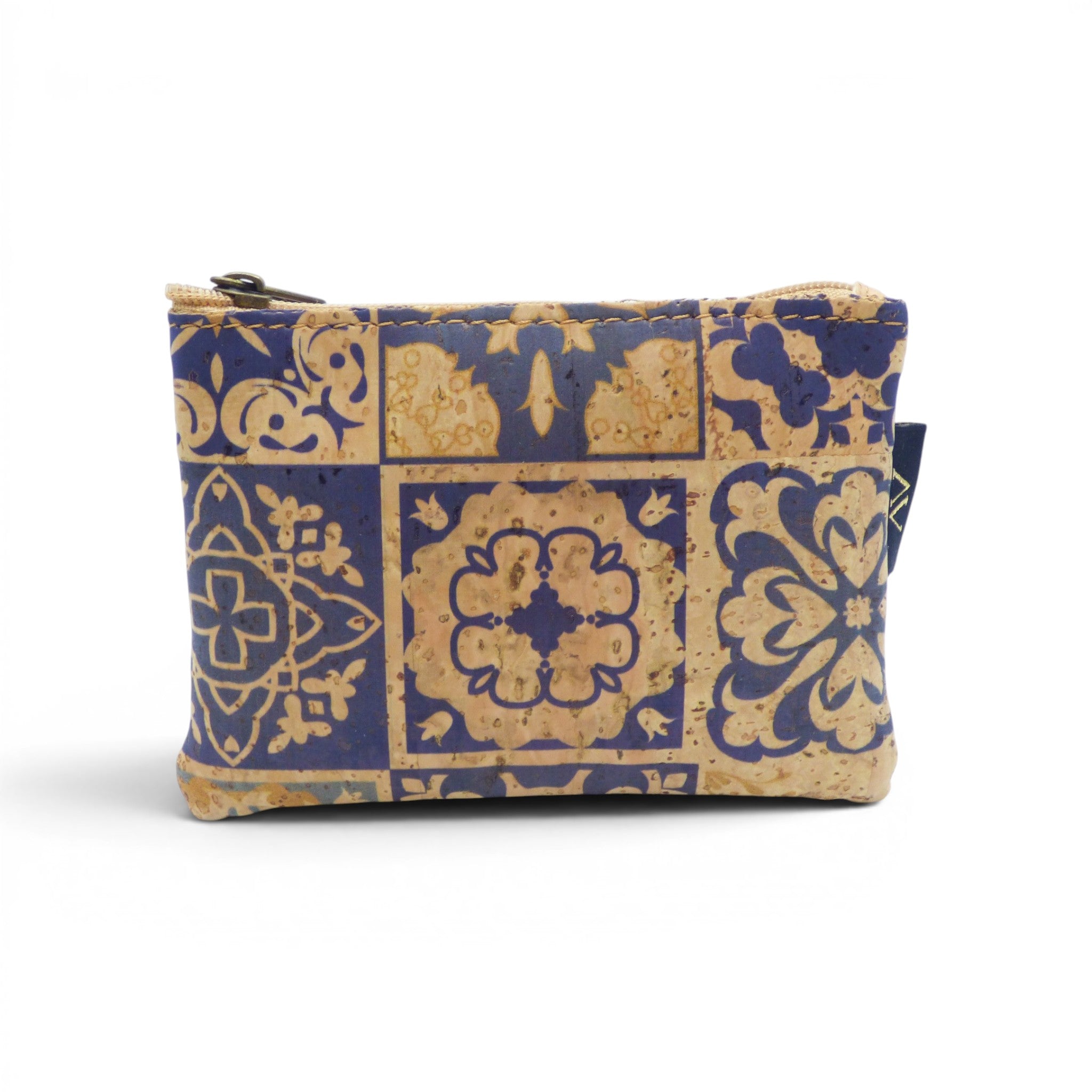 Porte-monnaie en liège motifs entrecroisés vert, noir et beige, accessoire écologique léger