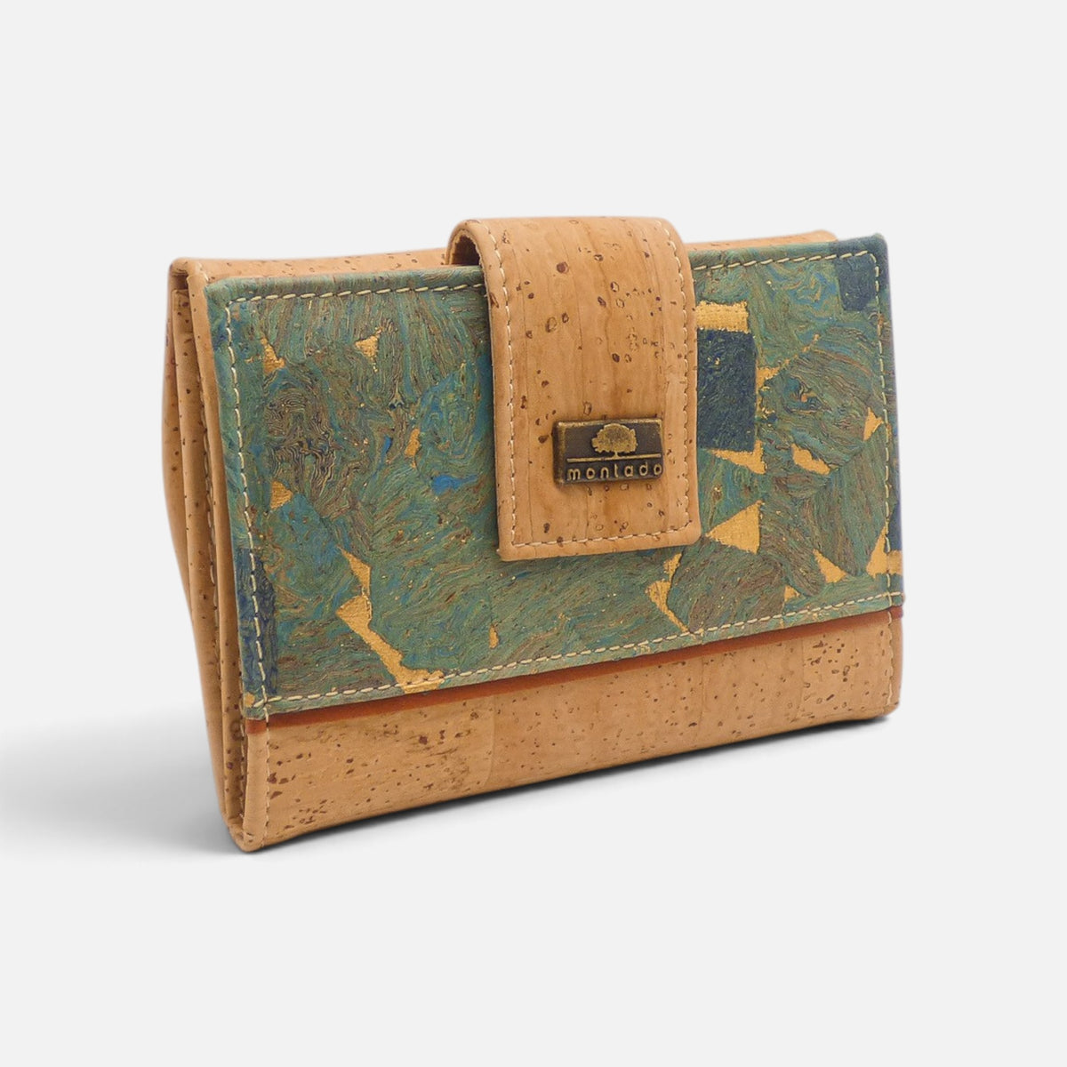 Petit Compagnon en liège motif Oceano, mosaïque bleu vert et éclats d'or