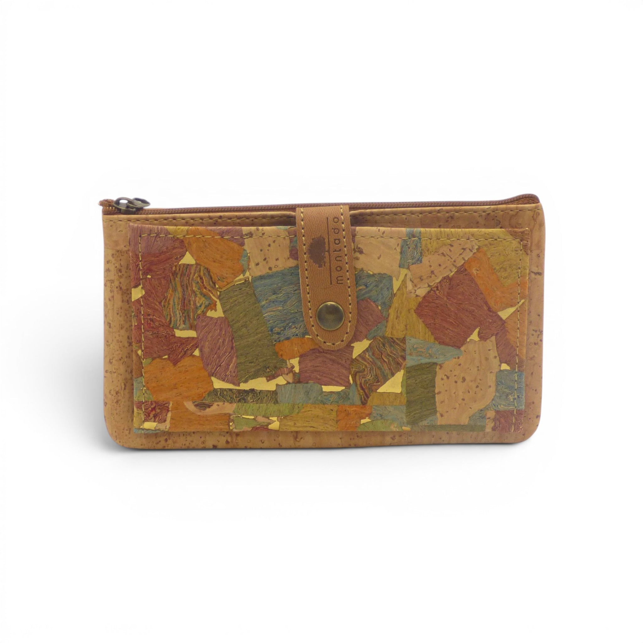 Portefeuille liège patchwork multicolore, compartiments variés