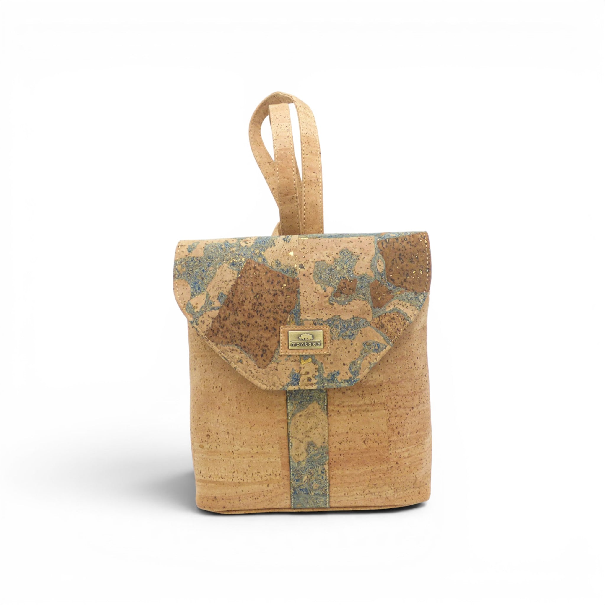 Petit sac à dos motif mosaïque bleu marron or