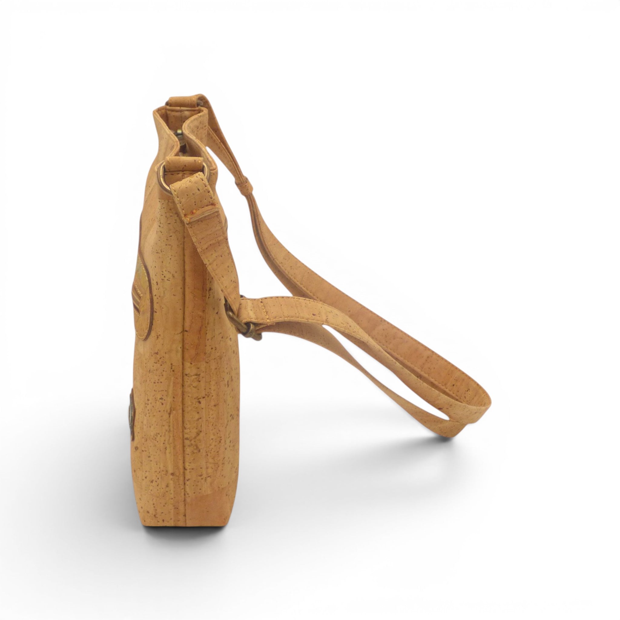 Sac épaule liège beige, sangle réglable, vue latérale