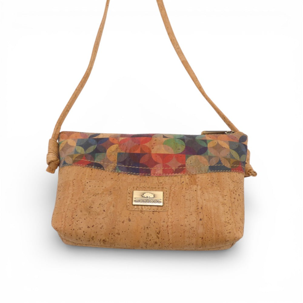 Mini pochette bandeau en liège du Portugal — Montado motif cercles rétro colorés vue face