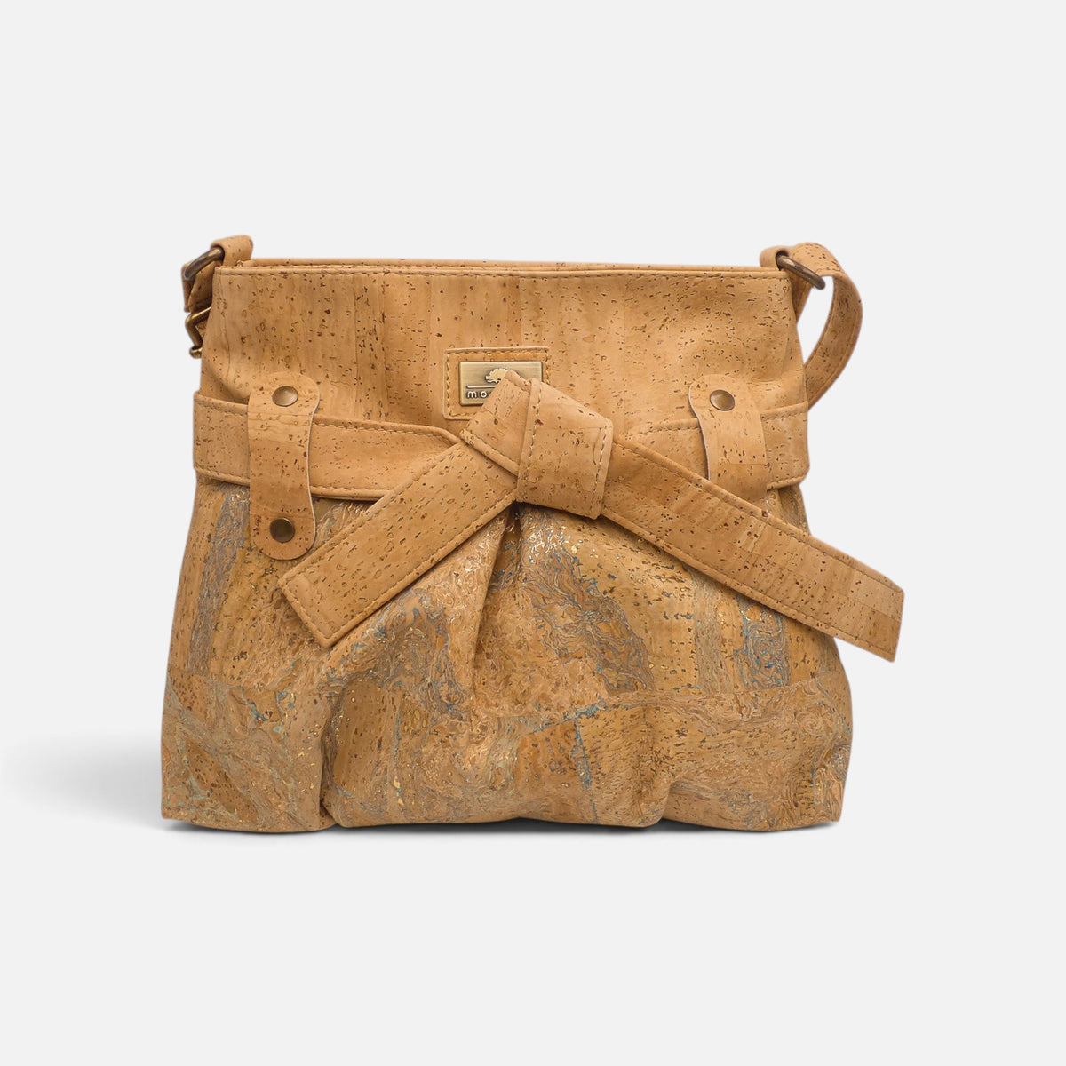 Sac en liège à nœud, dégradé de bandes claires vu de face