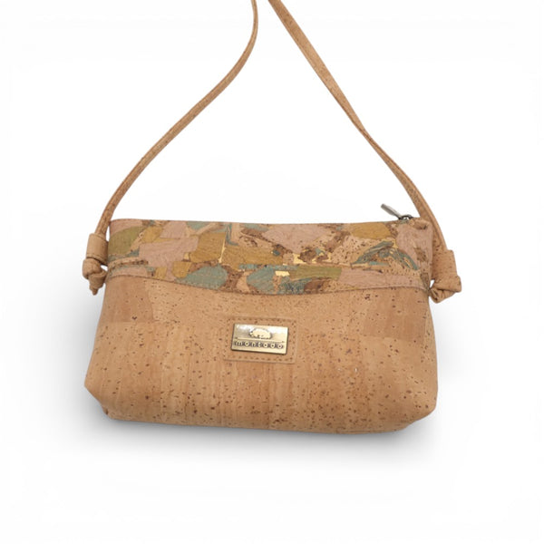 Mini pochette bandeau Montado en liège - motif patchwork pastel - vue de face