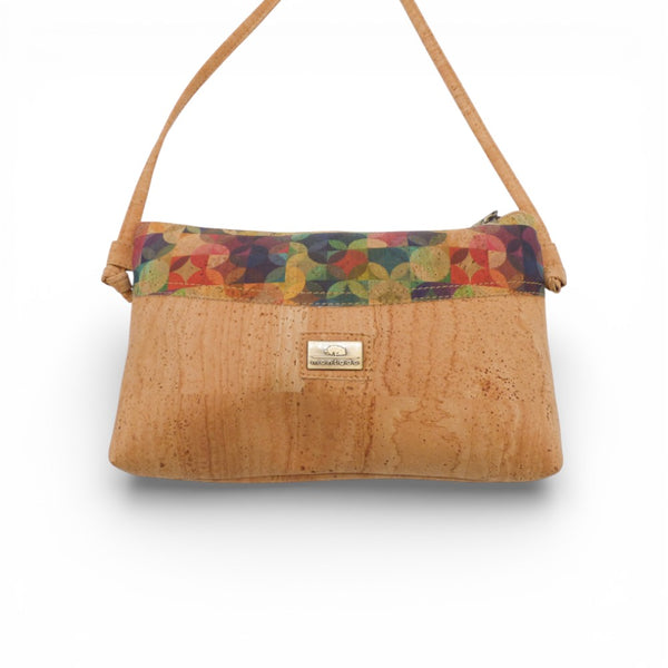 Pochette bandeau grand format Montado en liège - motif arc-en-ciel - vue de face