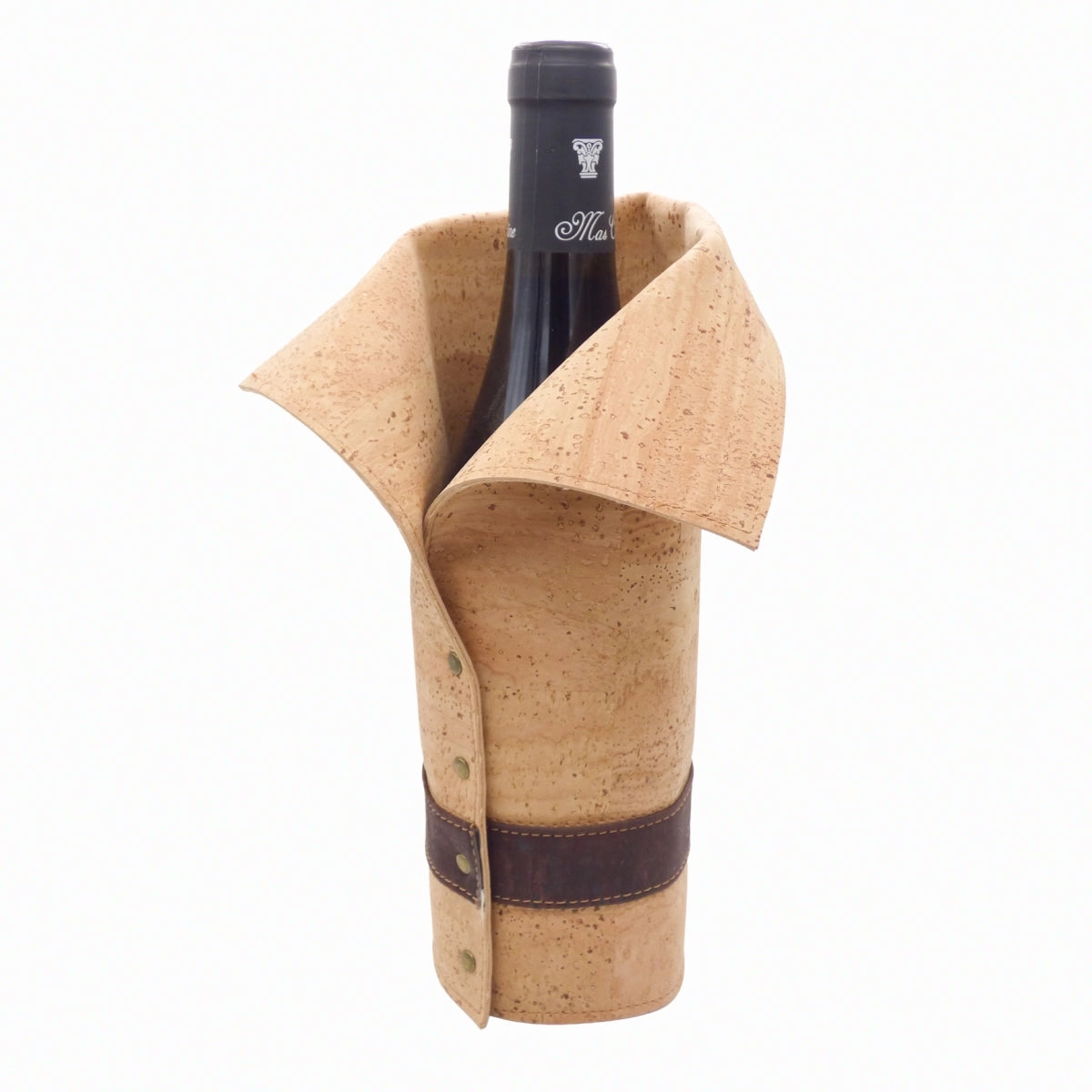 Housse chemise de bouteille en liège Amador Varum - vue de face - artisanat Portugal
