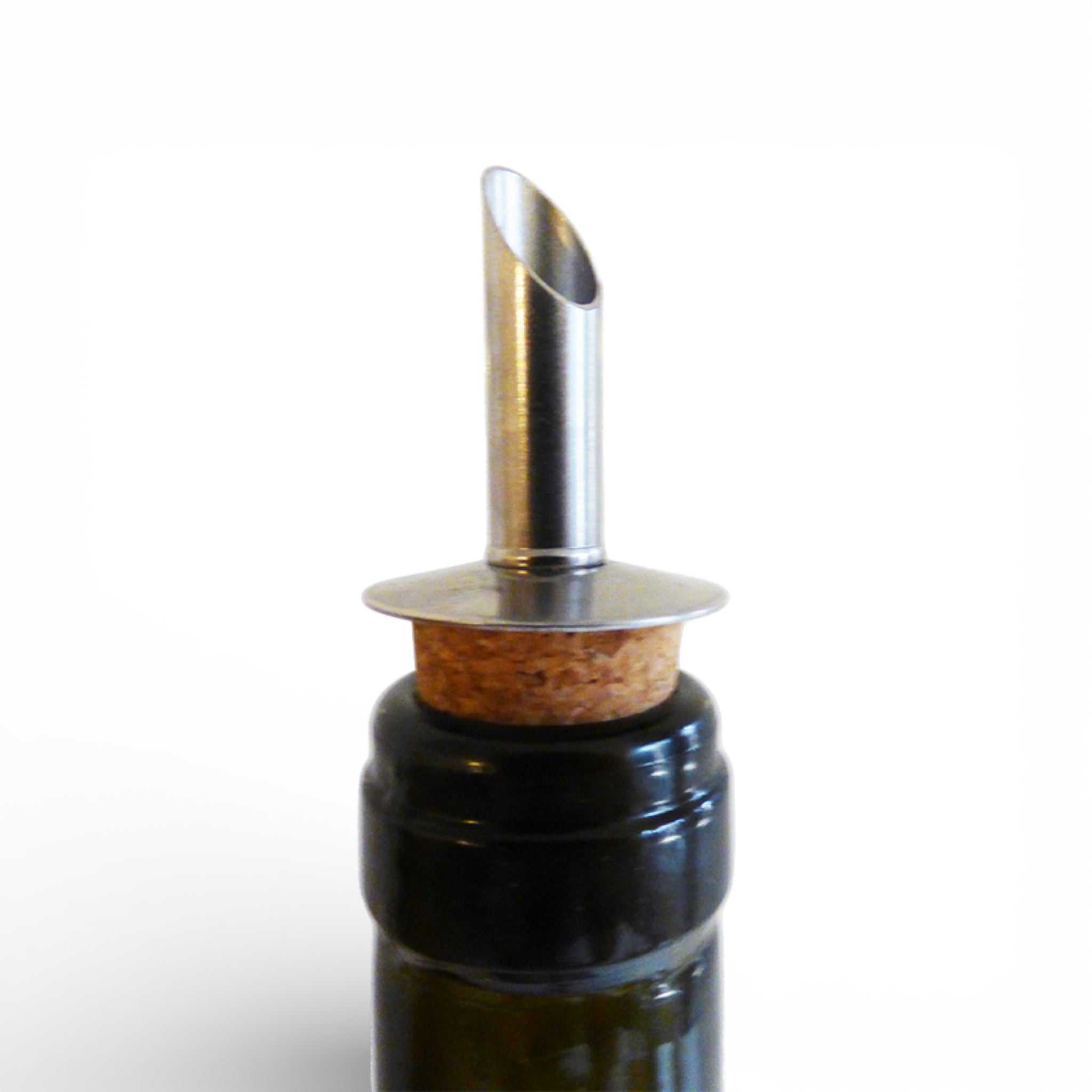 Viking cork and stainless steel pourer for oil and spirits, featuring a natural cork design and elegant spout.