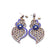 Boucles d'oreilles Cœur de Viana en liège peint bleu et doré — Artipel, fleur centrale perlée, Portugal