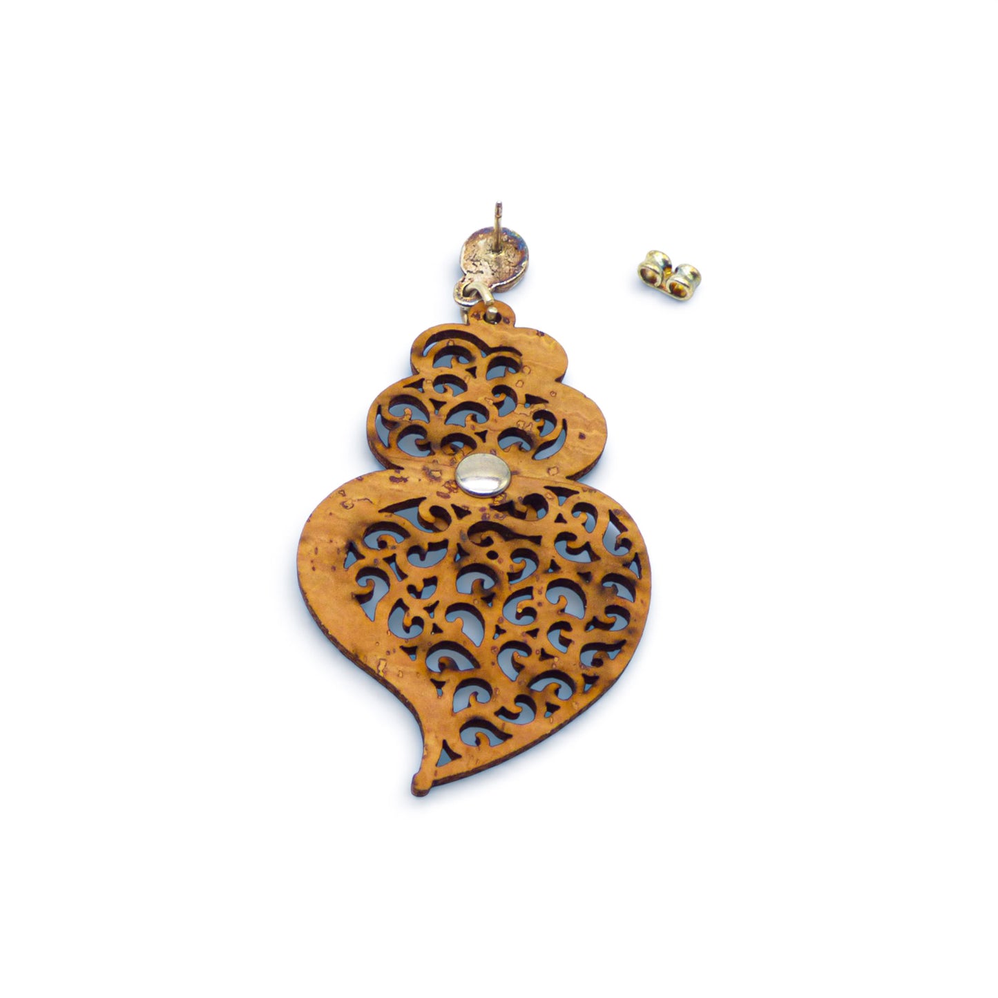 Boucles d'oreilles en liège "Cœur de Viana" bleu et argent de la marque Artipel, mettant en avant leur design unique.