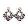 Boucles d'oreilles losange ajouré en liège imprimé mosaïque noir — Artipel, trou central, Portugal
