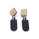Boucles d'oreilles pendantes en liège noir et blanc, détail métal argenté texturé, Artipel Portugal