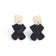 Boucles d'oreilles croix en liège noir à puce naturel — Artipel, forme X, Portugal