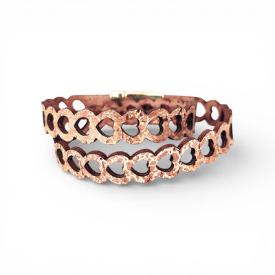 Bracelet double cœur doré en liège du Portugal — Artipel cadeau romantique