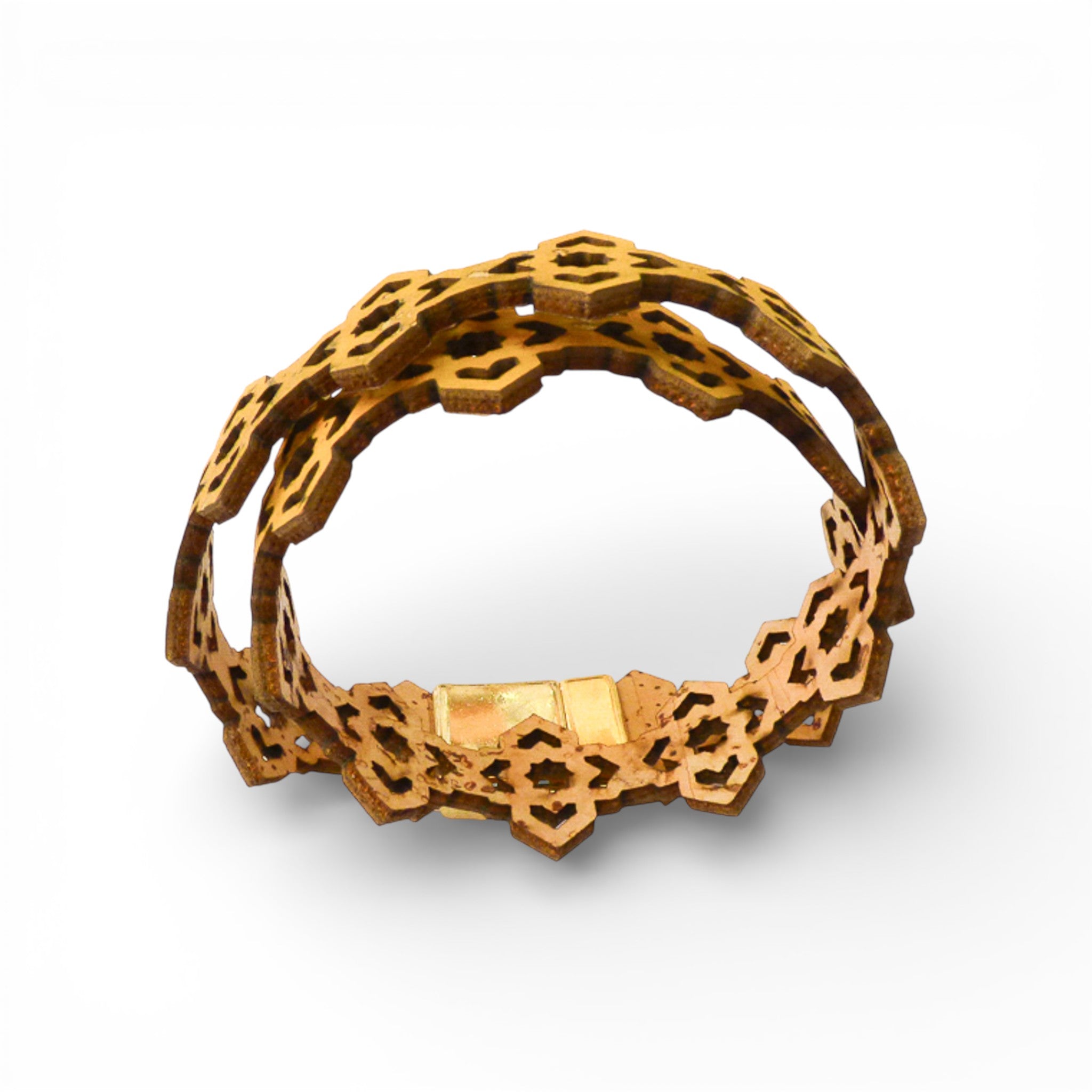 Bracelet vegan et éco-responsable en liège naturel du Portugal : Bracelet Liège Ajouré Jaune Motifs Délicats - Artipel - Home & Liège