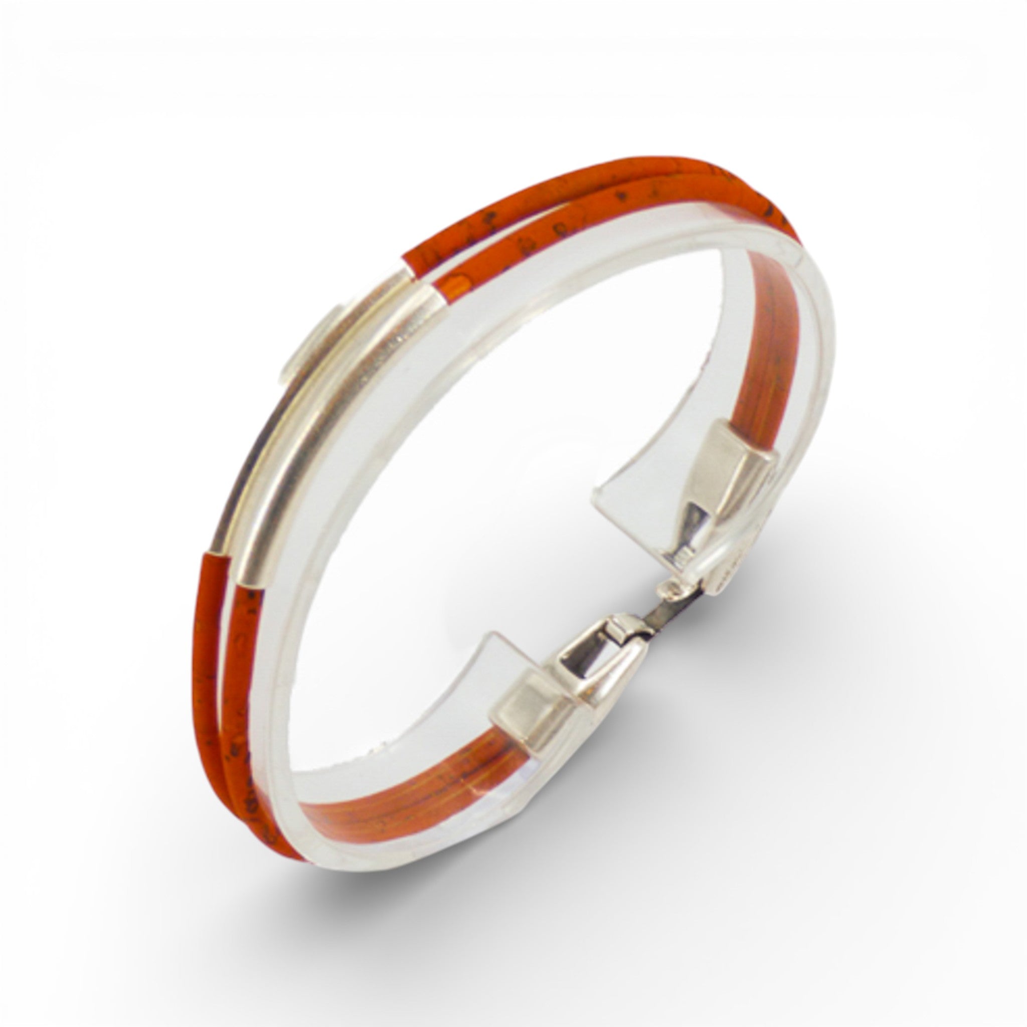 Bracelet vegan et éco-responsable en liège naturel du Portugal : Bracelet Fin Double Cordon Orangé - Artipel - Home & Liège