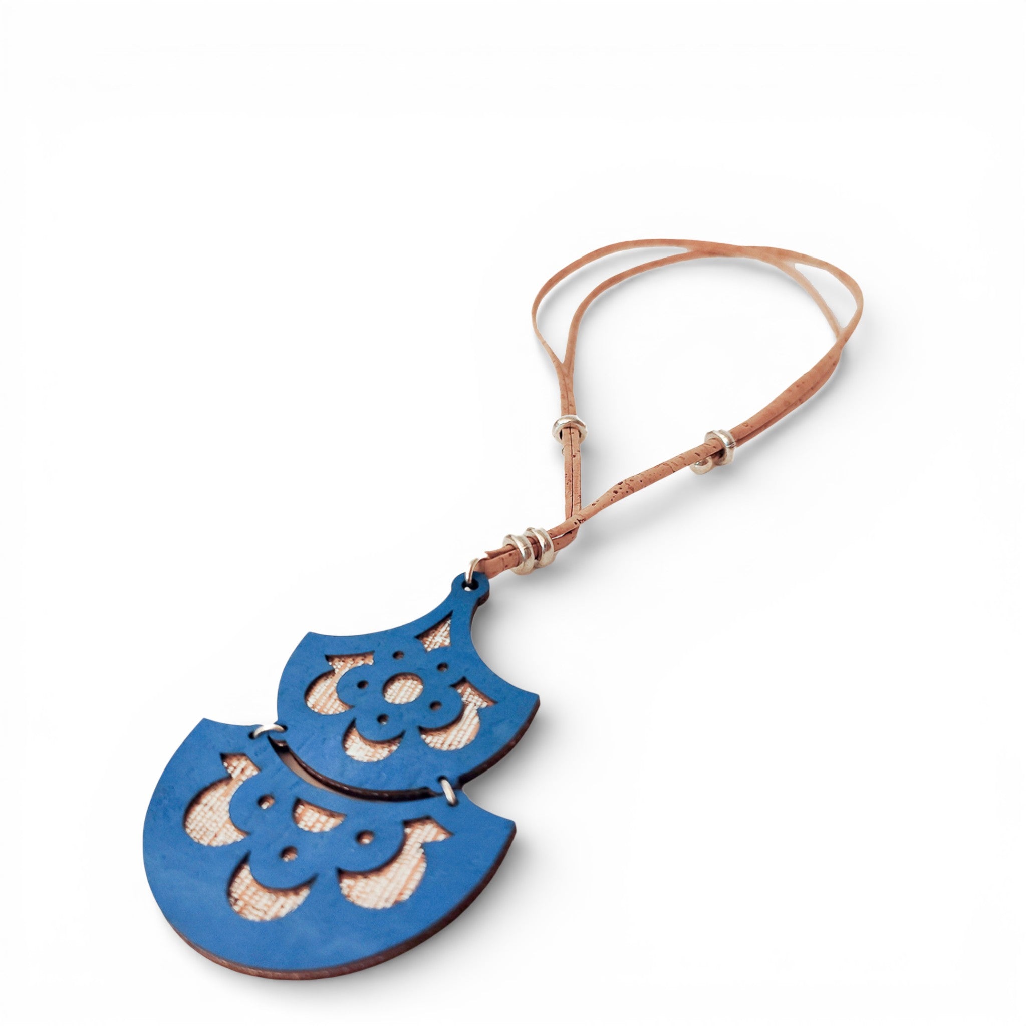 Collier vegan et éco-responsable en liège naturel du Portugal : Collier Liège Double Fleur - Artipel - Home & Liège