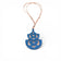 Face du pendentif Double Fleur en liège bleu ajouré — Artipel, cordon perles métal, Portugal