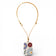 Collier rectangle en liège imprimé marguerites bleues — Artipel, fleur rouge appliquée, Portugal