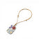 Collier pendentif rectangle en liège imprimé marguerites bleues — Artipel, fleur rouge en relief, Portugal