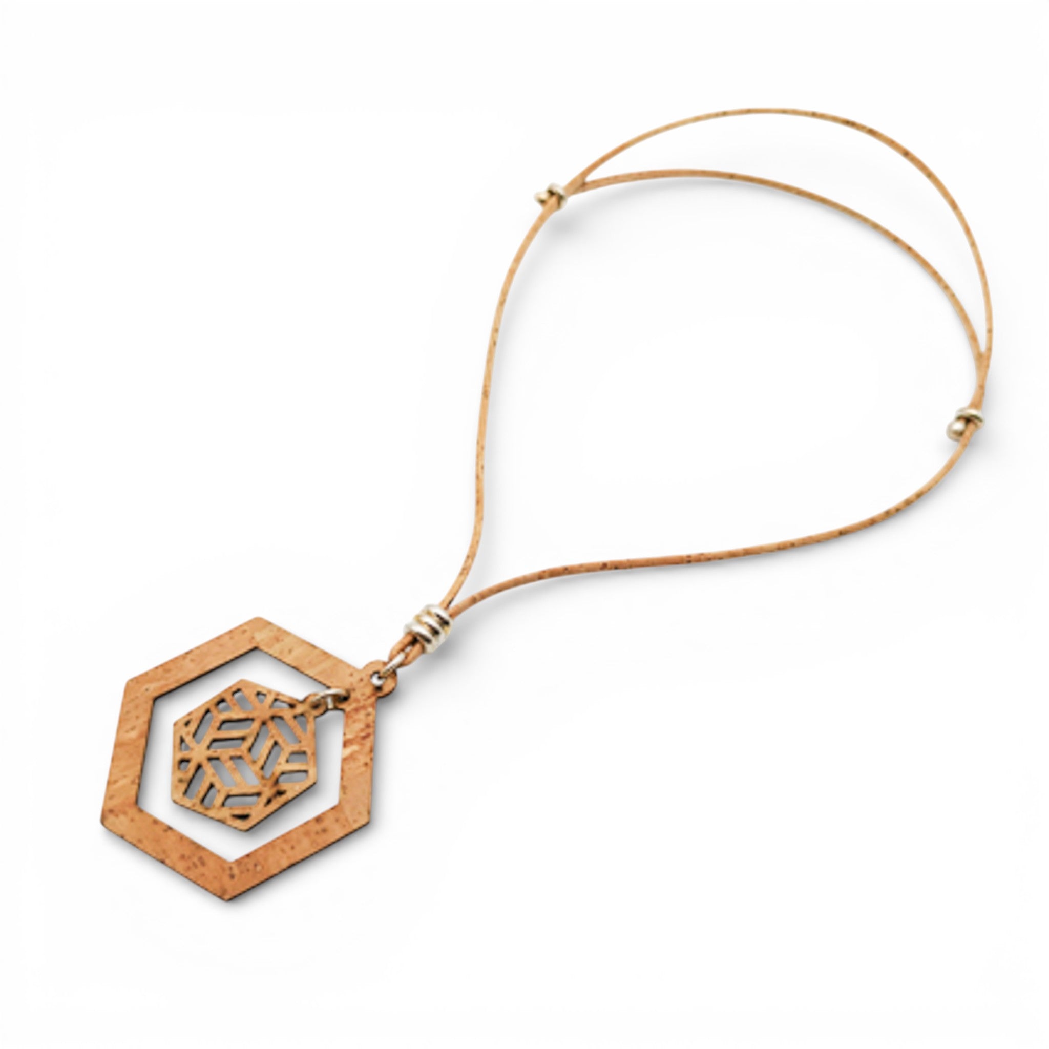 Collier en liège "Hexagone" - variante couleur - liège