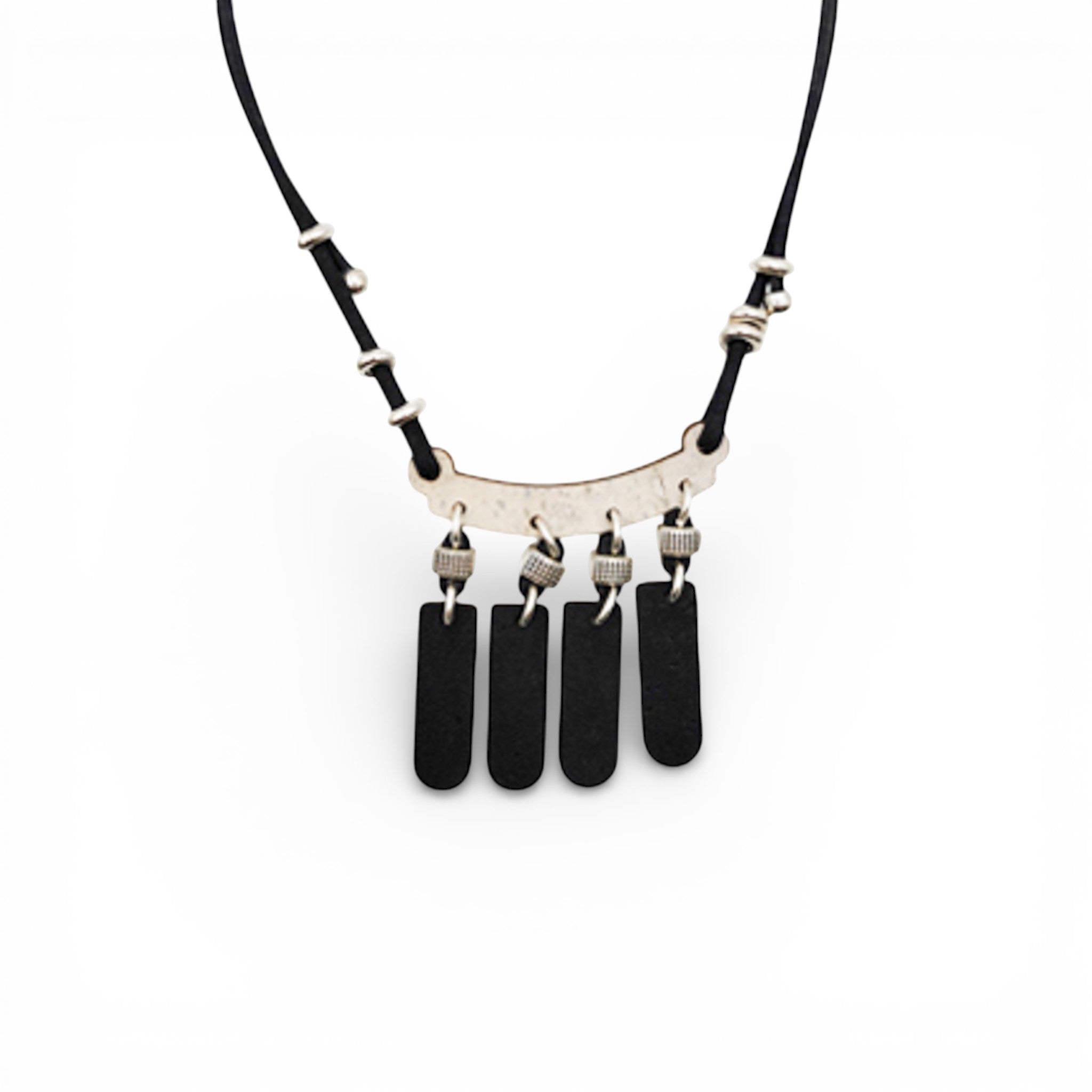 Black and white Collier Liège accessory by Artipel, showcasing a stylish design with natural cork material.