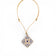 Collier azulejo carré bleu et orange — Artipel, pendentif sur cordon liège réglable, Portugal