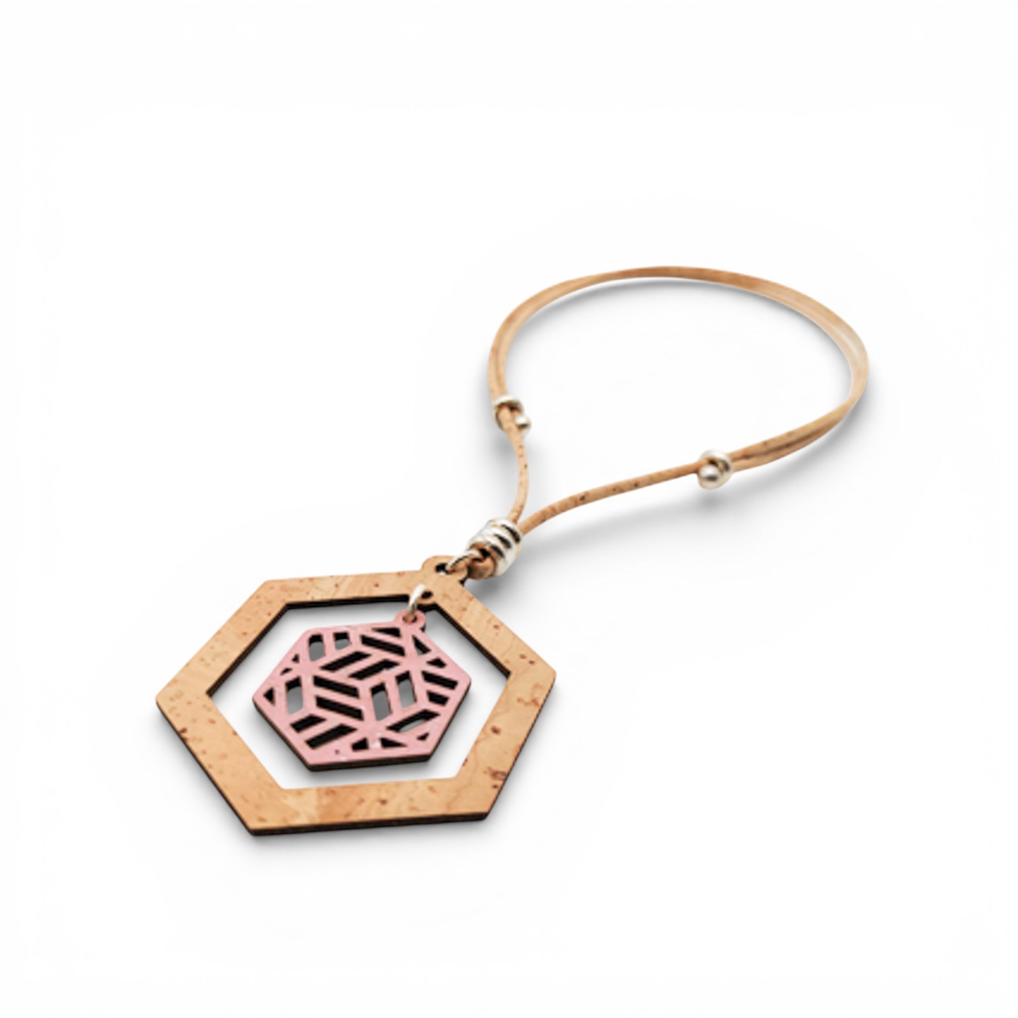 Collier en liège "Hexagone" - vue 6 - liège