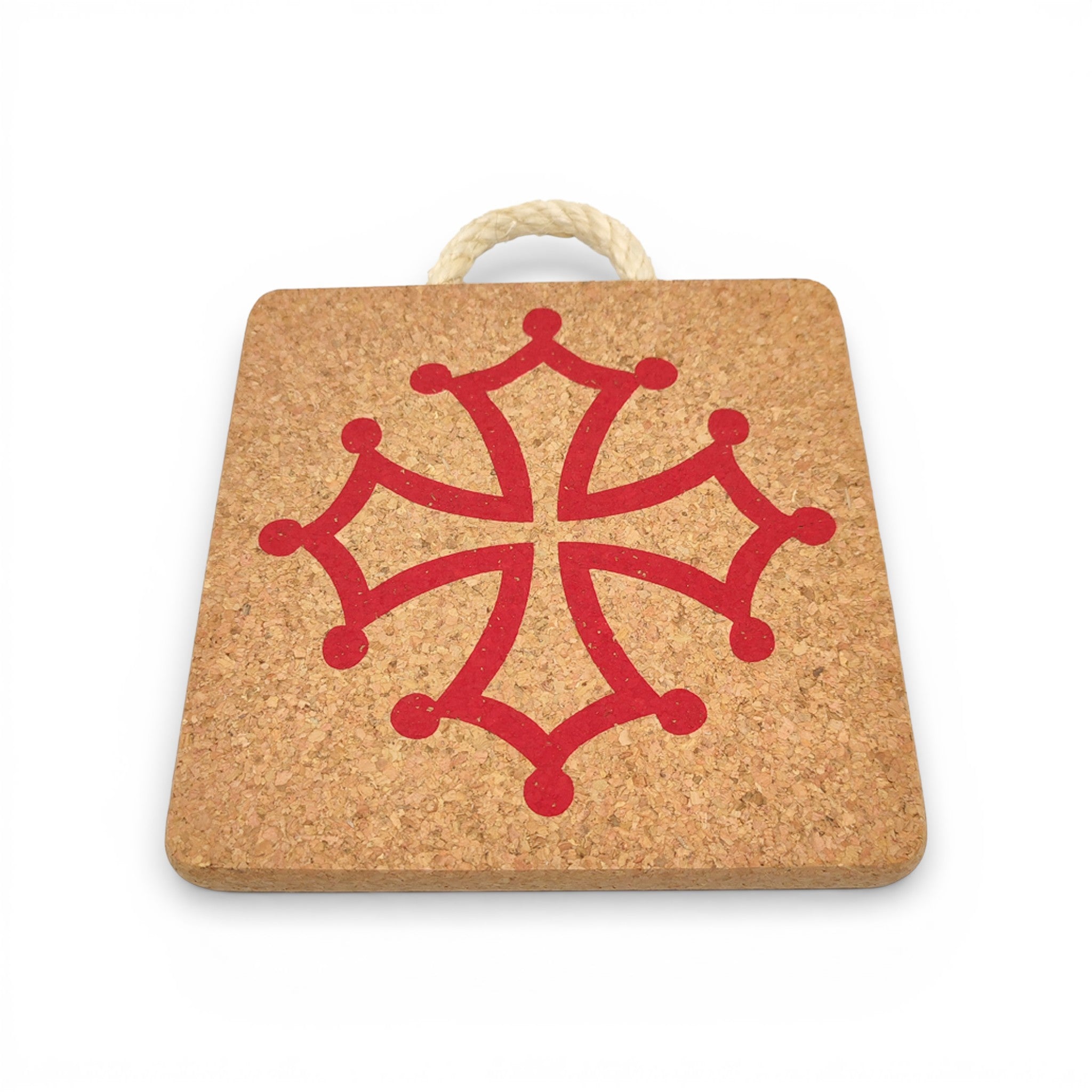 Dessous de plat Croix Occitane en liège - sur table - Viking LDA