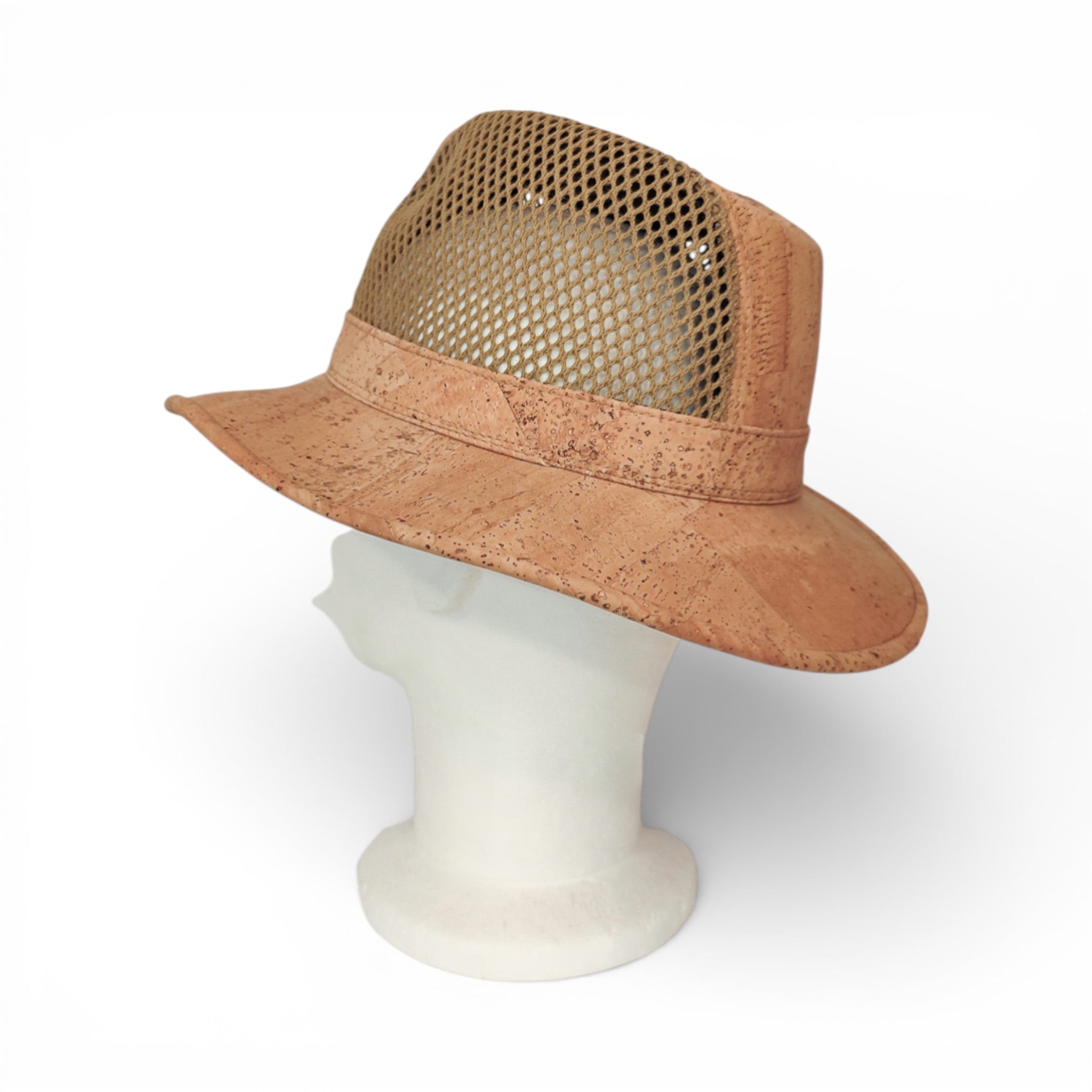 Chapeau Fedora en liège - vue arrière, structure tissu-liège visible
