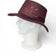 Chapeau cowboy en liège teinté bordeaux porté de profil sur buste — Amador Varum, œillets métal, Portugal