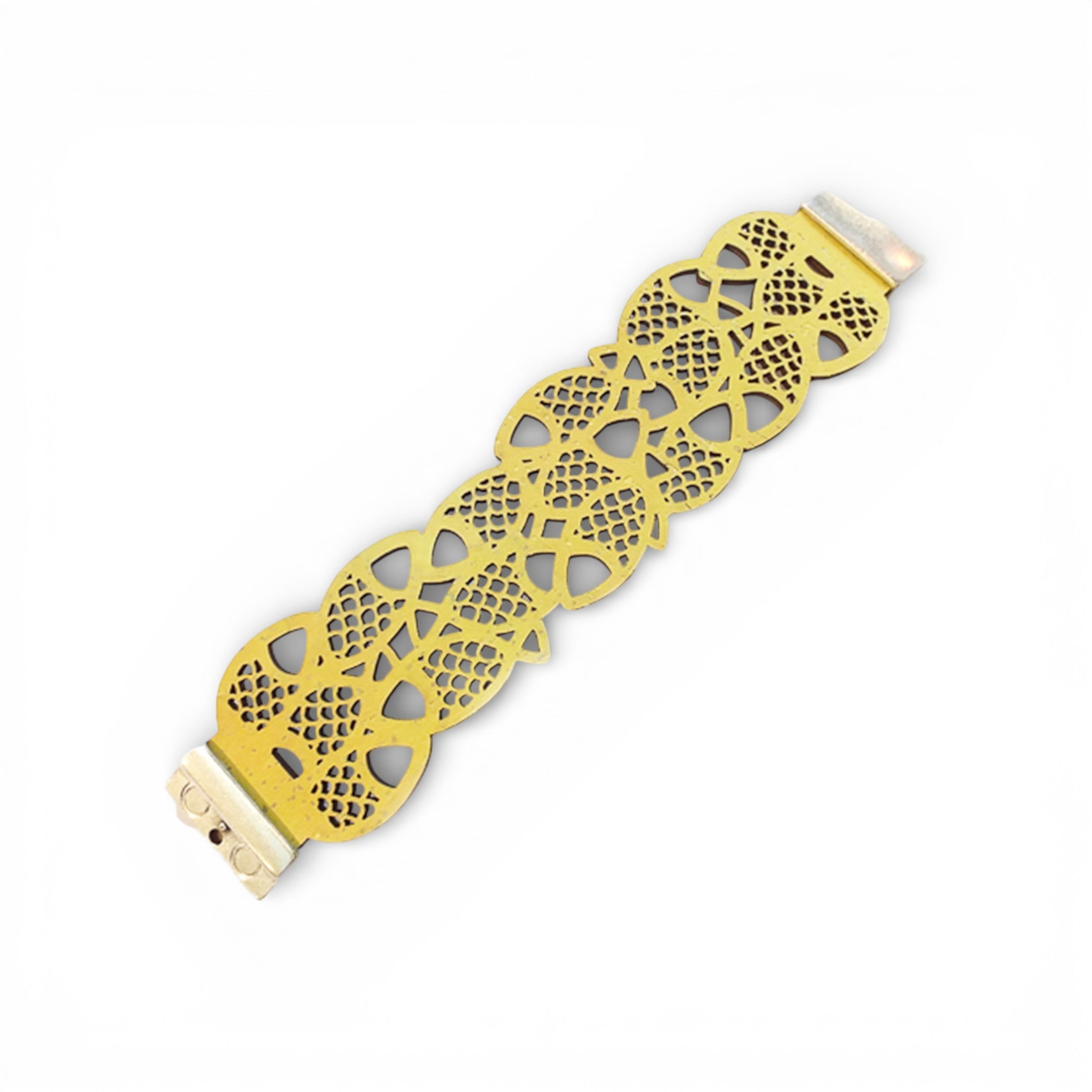 Artipel women's bracelet in yellow sardine design, featuring a magnetic silver closure and unique cut-out details.