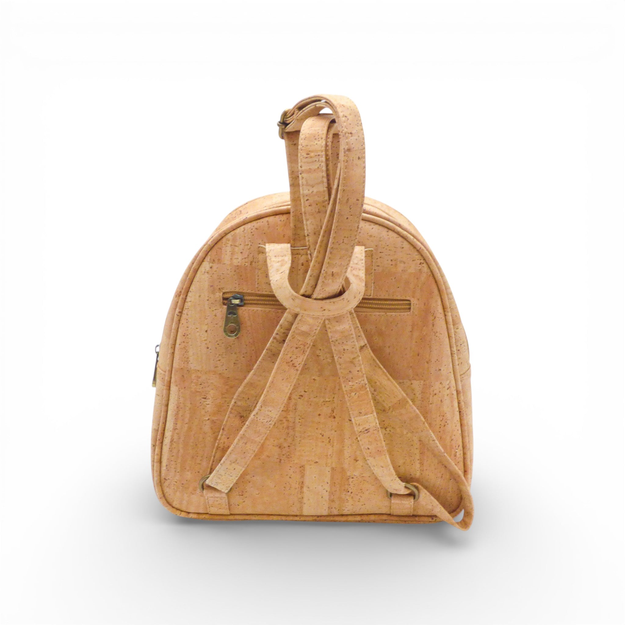 Dos d'un sac à dos compact en liège naturel — Montado, poche zippée et bretelles, Portugal