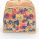 Poche avant à motif géométrique multicolore d'un sac à dos en liège — Montado, plaque logo, Portugal