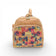 Sac à dos en liège naturel, poche avant à motif géométrique multicolore — Montado, vue de face, Portugal