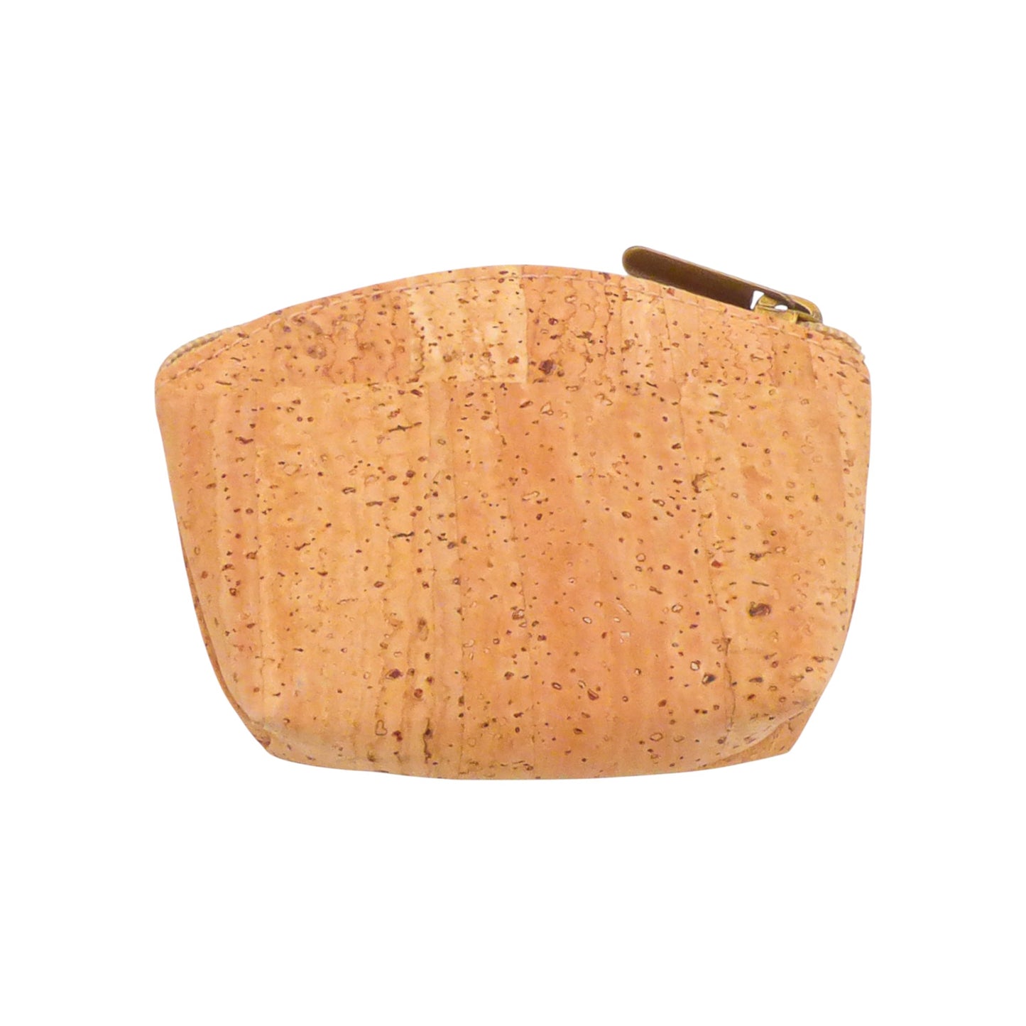 Porte-monnaie l'Essentiel au Naturel de Montado, en cuir beige avec fermeture éclair et logo gravé.