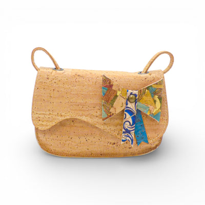 Sac bandoulière enfant nœud Montado en liège - vue face, coloris vif - Portugal
