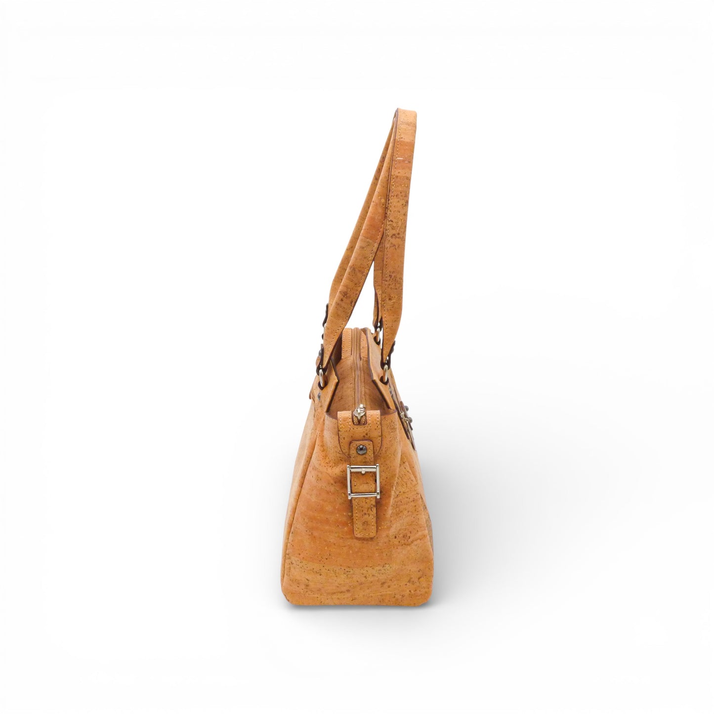 Sac à main trapèze Elenco en cuir noir avec poignées élégantes et détail de couture raffinée.