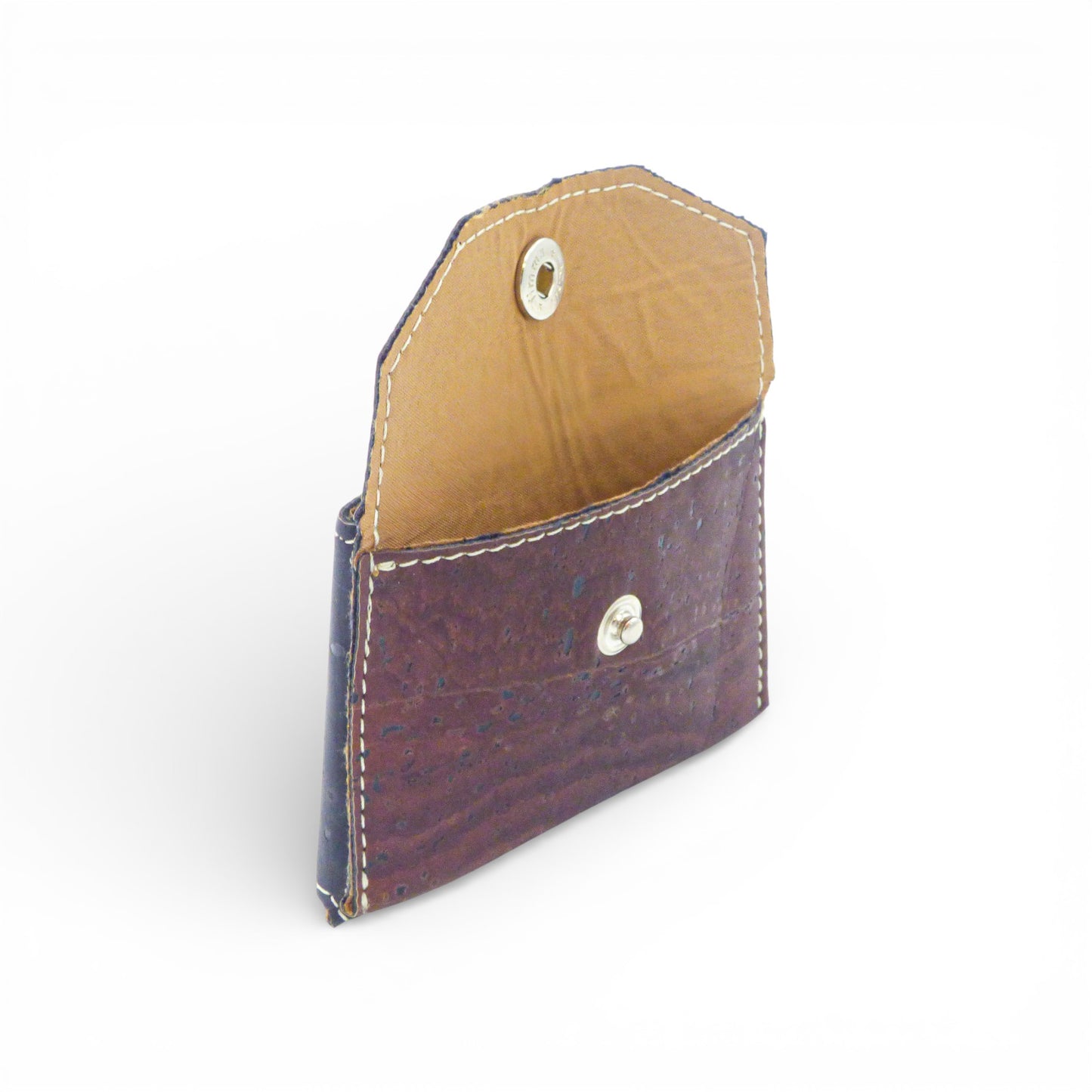 Porte-cartes biface Amador Varum in leather, featuring card slots and a coin pocket, displayed on a neutral background.