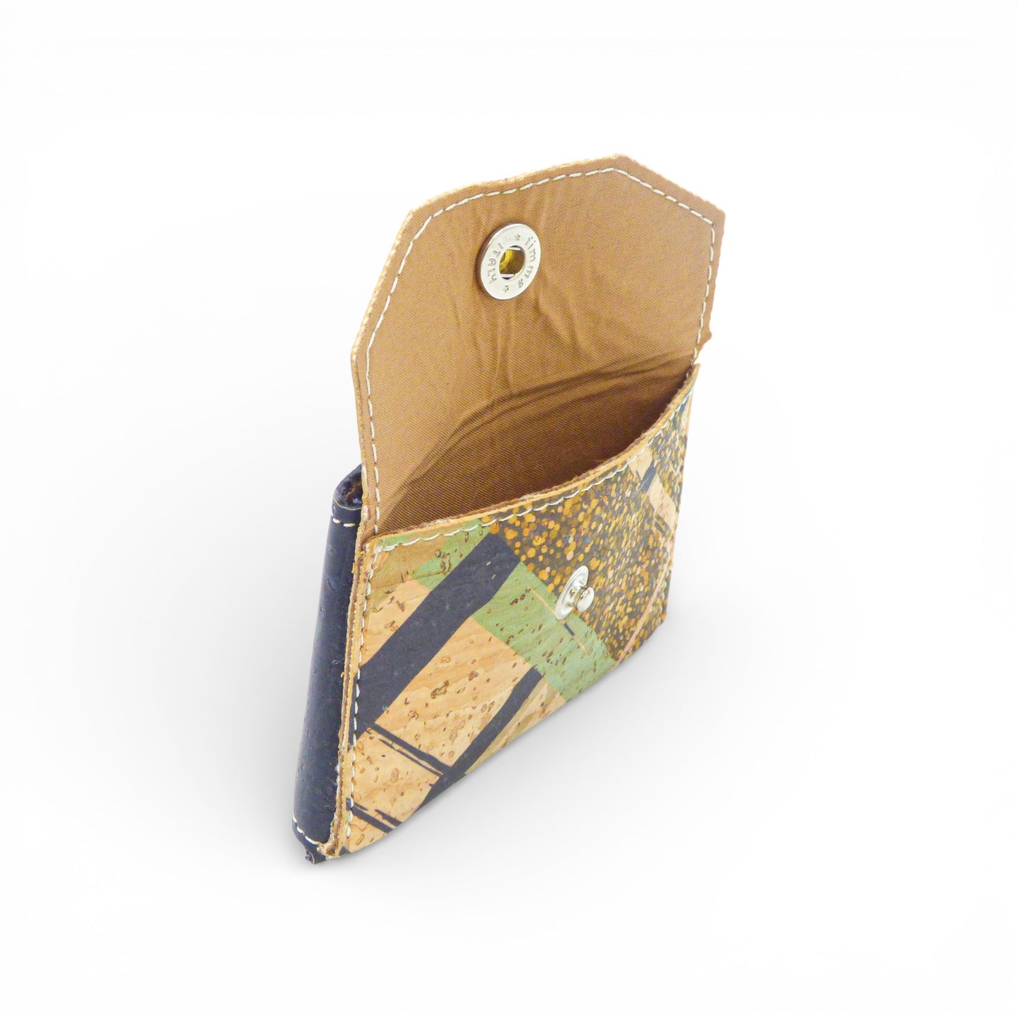 Porte-cartes biface en cuir Amador Varum, affichant une texture élégante et un design pratique pour stocker cartes et monnaie.