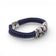 Bracelet en liège bleu marine de trois quarts — Cork Colors, rangée de têtes de mort acier, Portugal