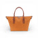 Cabas en liège orange uni de face — Artipel, anses cuir caramel, zip central, Portugal