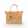 Sac modulable en liège naturel vu de face, charm poupée et anses camel — Artipel, Portugal