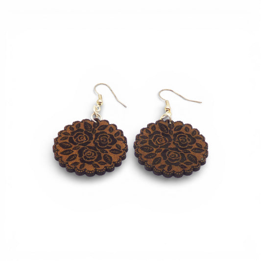 Boucles d'oreilles "Grande Rose" en Liège Marron – Artipel
