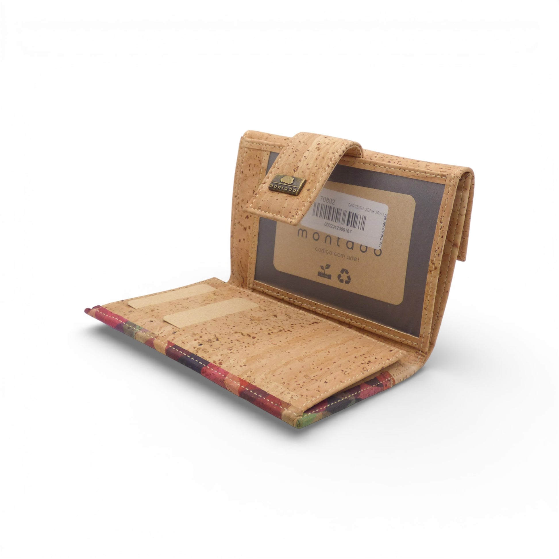 Compact "Éclat de Liège" wallet by Home & Liège in a textured cork design with multiple card slots and a sleek finish.