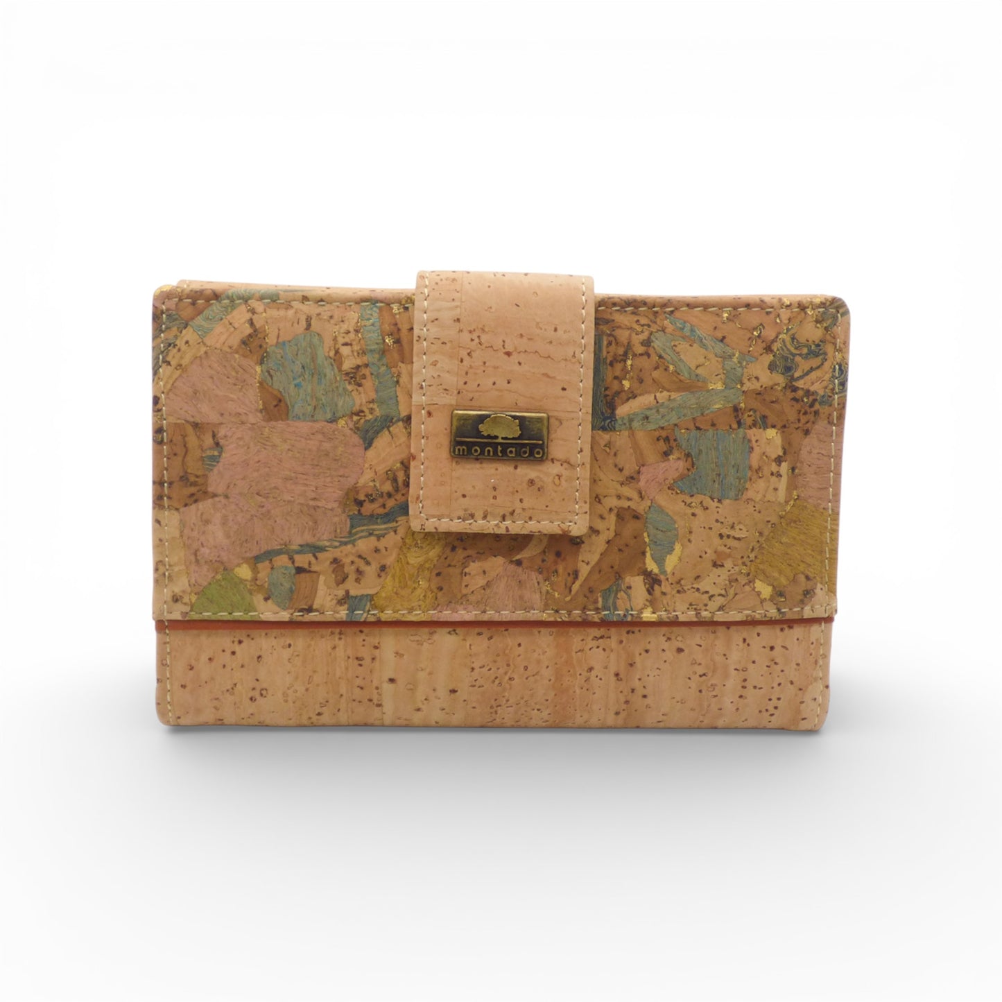 Compact "Éclat de Liège" wallet by Home & Liège in natural cork texture with a sleek design and multiple card slots.