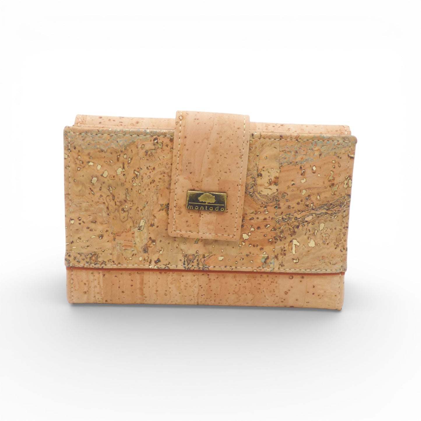 Compact "Éclat de Liège" wallet by Home & Liège, showcasing a textured cork exterior and sleek design.