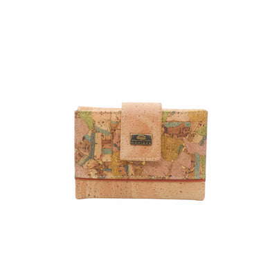 Portefeuille Petit Compagnon en liège patchwork multicolore de face — Montado, Portugal