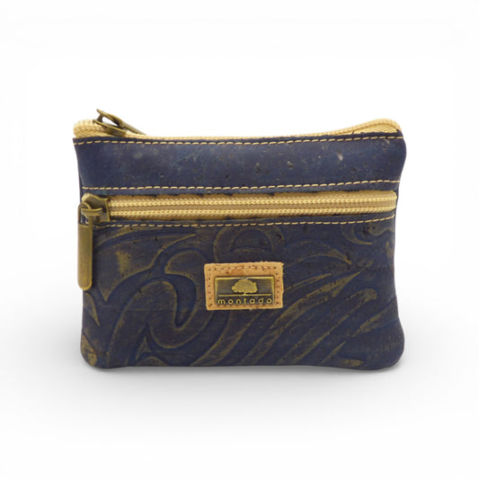 Double zip compact wallet by Montado, featuring a sleek design and organized compartments in a stylish fabric.