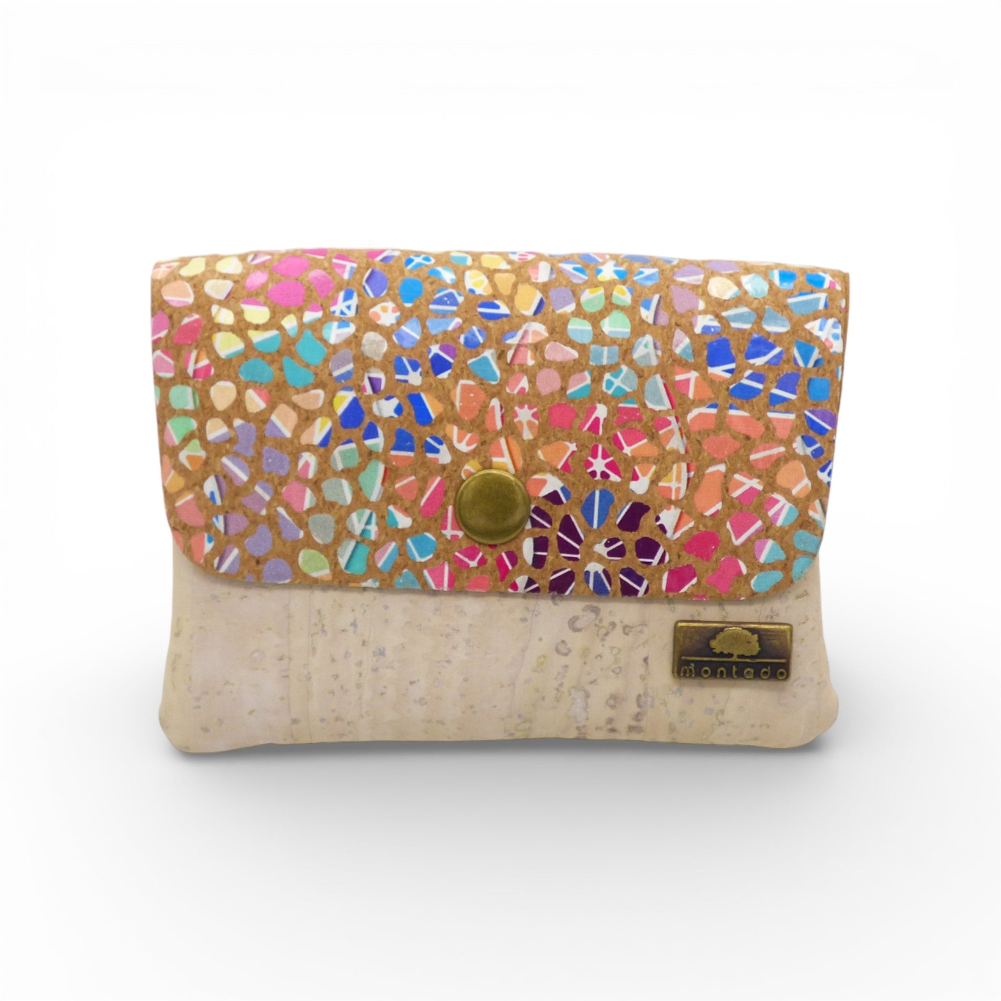 Montado porte monnaie à rabat en cuir, vue de face avec fermeture élégante et détails raffinés.